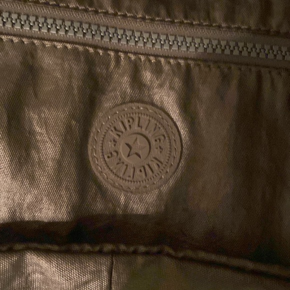 KIPLING Cara Sparkly Gold Nylon Shoulder Bag Purse Crossbody - Picture 2 of 6